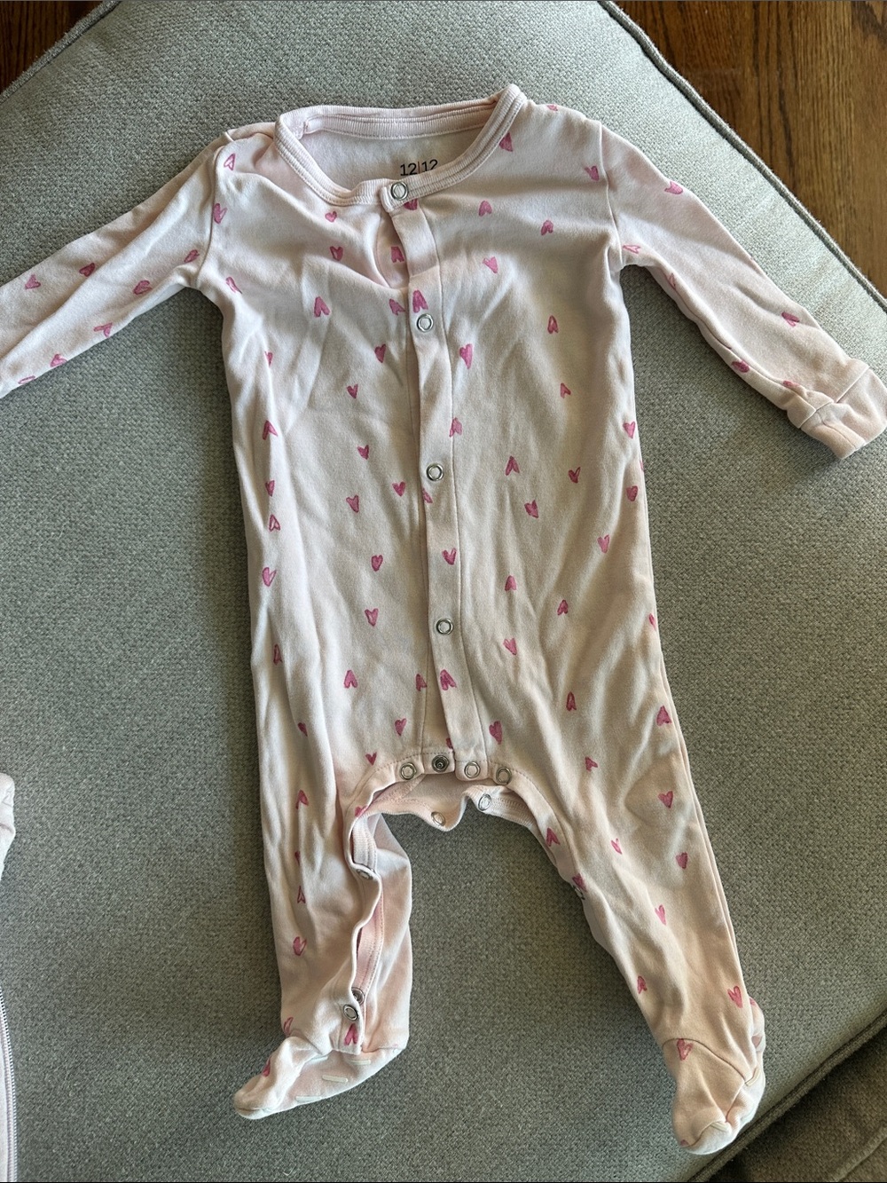 Pink Heart-Print Footed One-Piece 3-6m